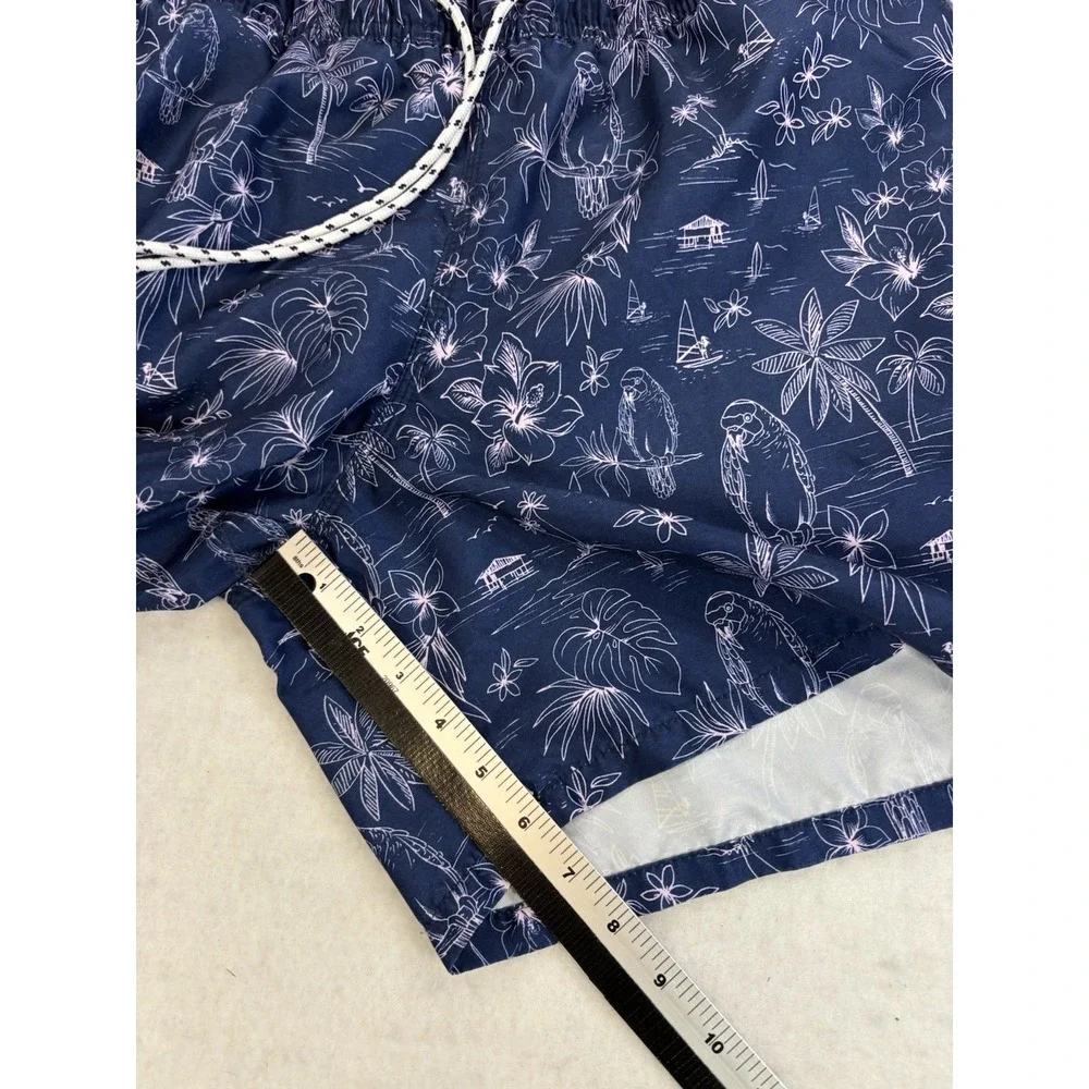 Goodfellow Men's Large Tropical Blue Swim‎ Shorts Trunks Beach Resort Vacation
